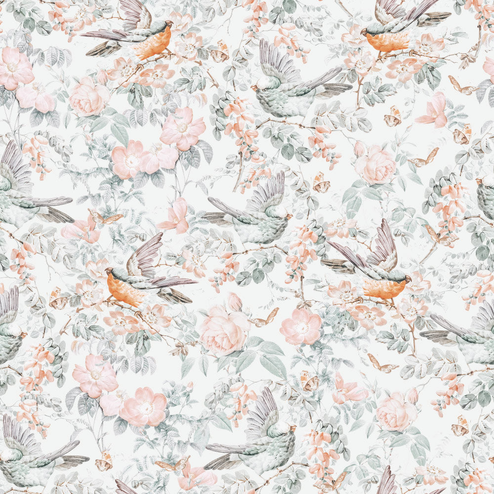 Bright Flight (Bright White) Wallpaper pattern close-up