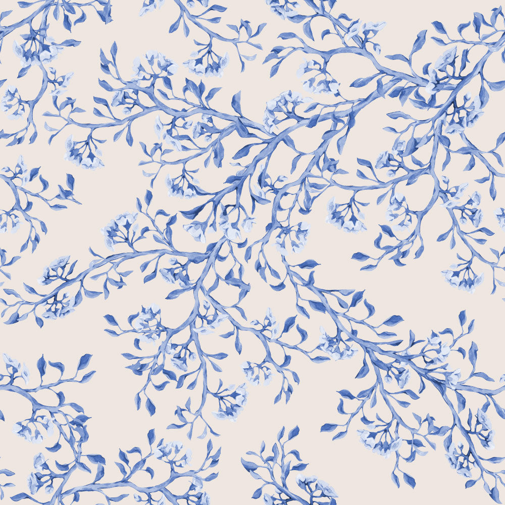 Budding Bush (Blue) Wallpaper pattern close-up