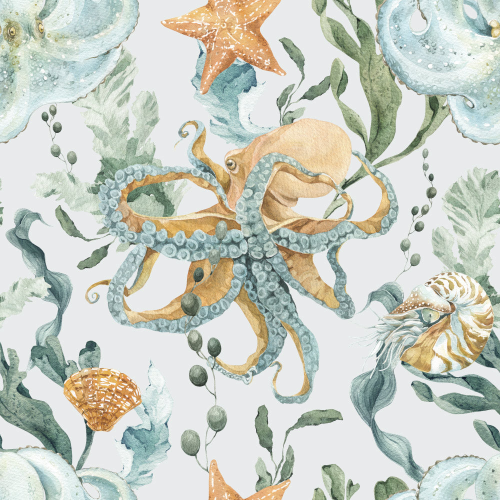 Underwater World (Pearl Grey) Wallpaper pattern close-up