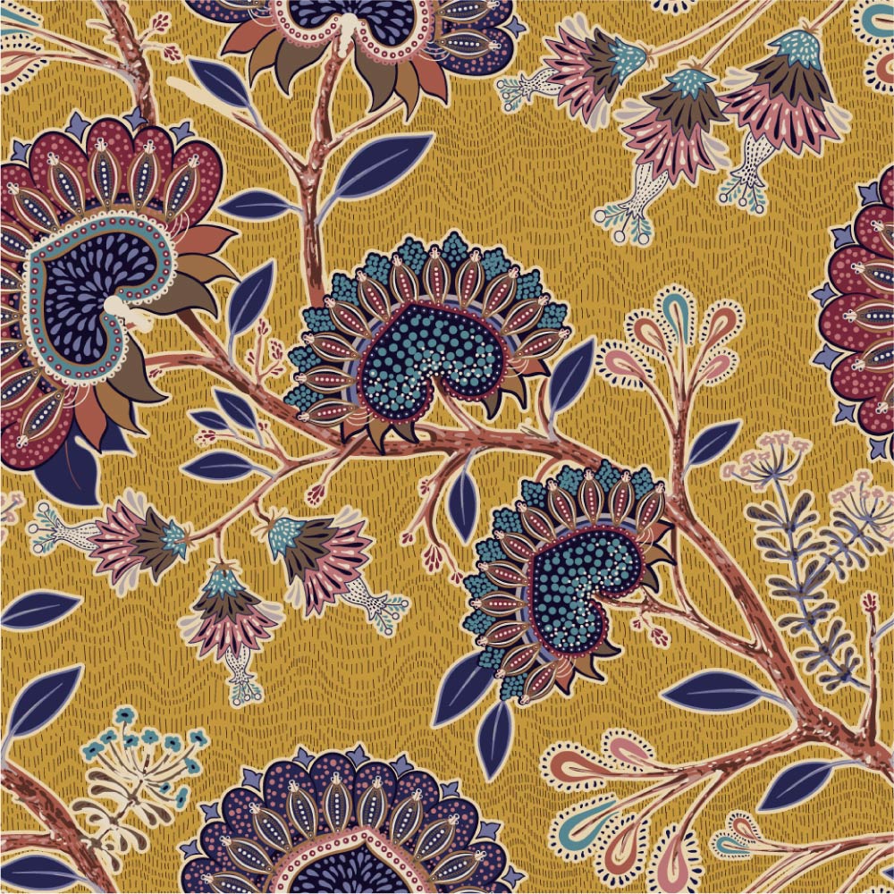 Paisley Park (Yellow) Wallpaper pattern close-up