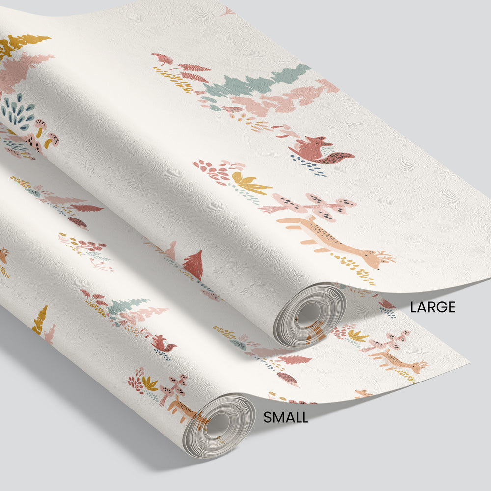Whimsy Wilderness Wallpaper pattern size options