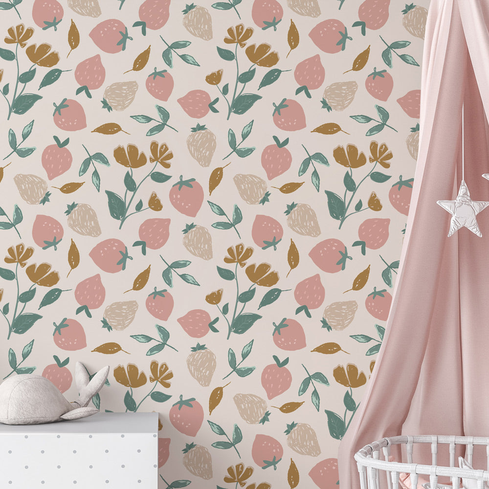 Strawberry Fields Forever Wallpaper on nursery wall