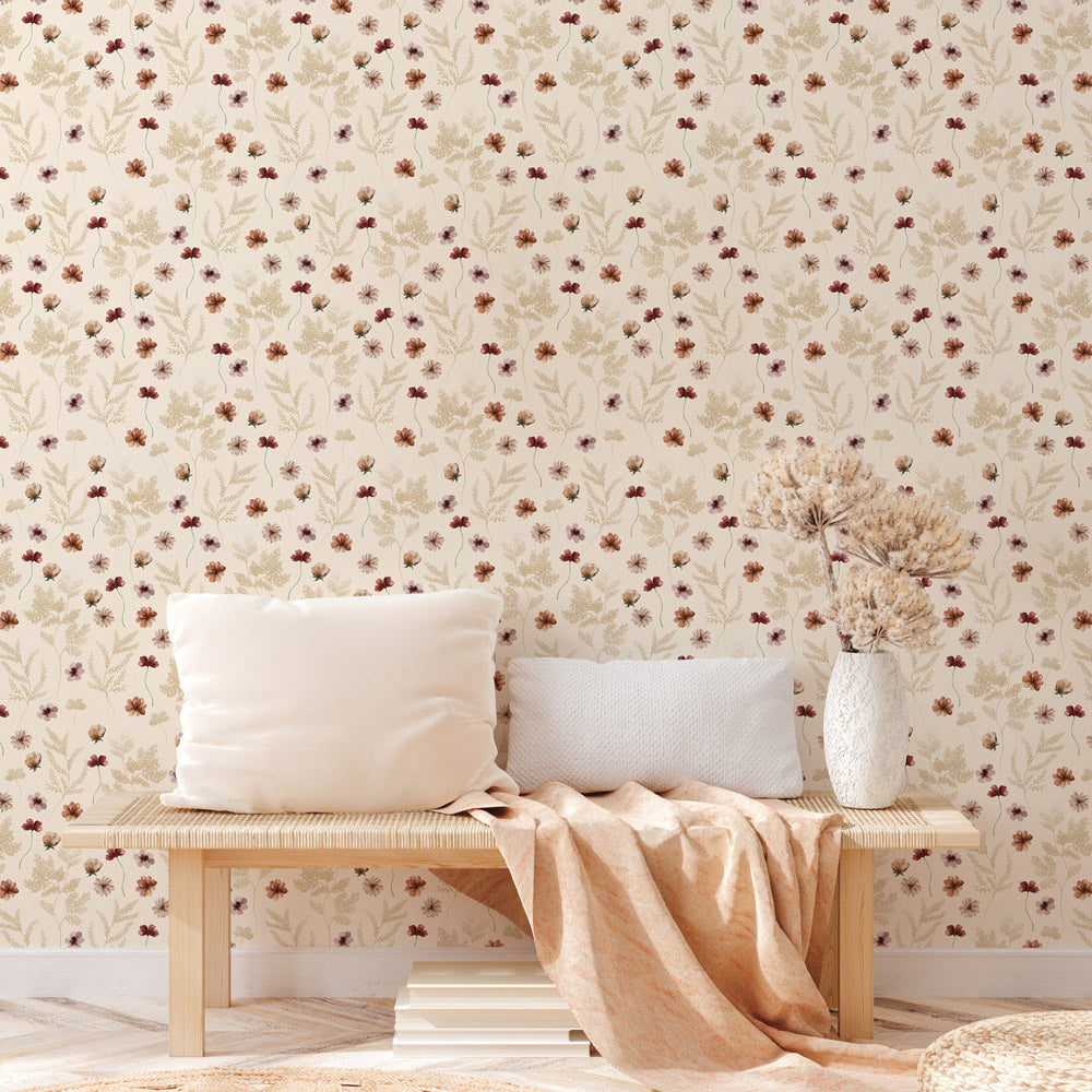 Floral Frenzy Wallpaper on accent wall