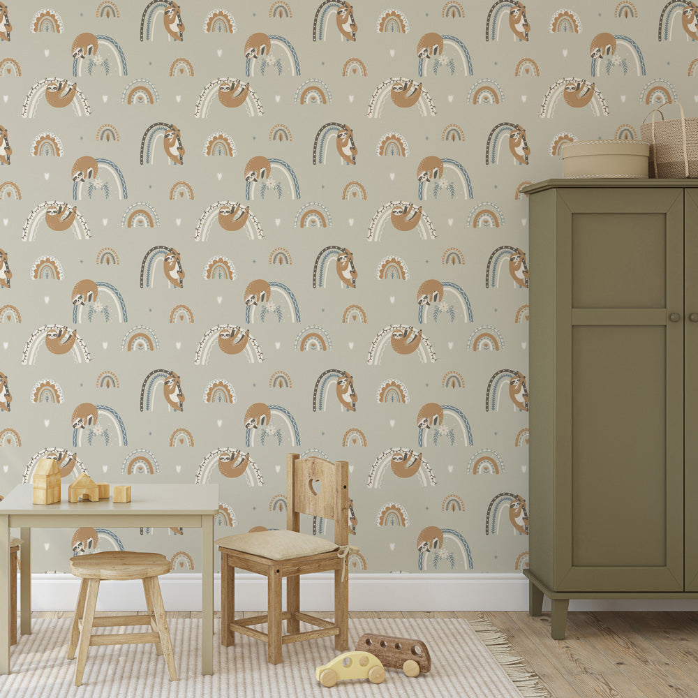 Chill Vibes (Oat) Wallpaper on kid's playroom wall