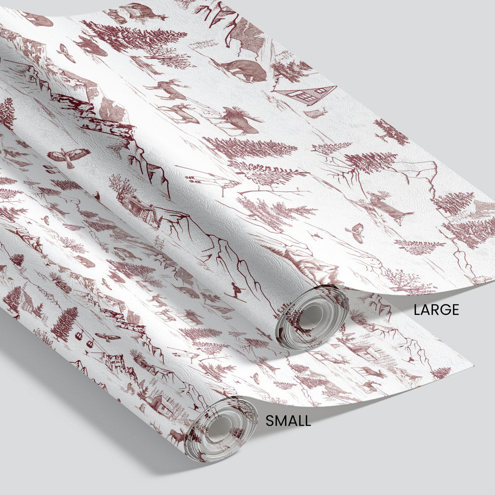 Nature's Bounty (White and Red) Wallpaper pattern size options