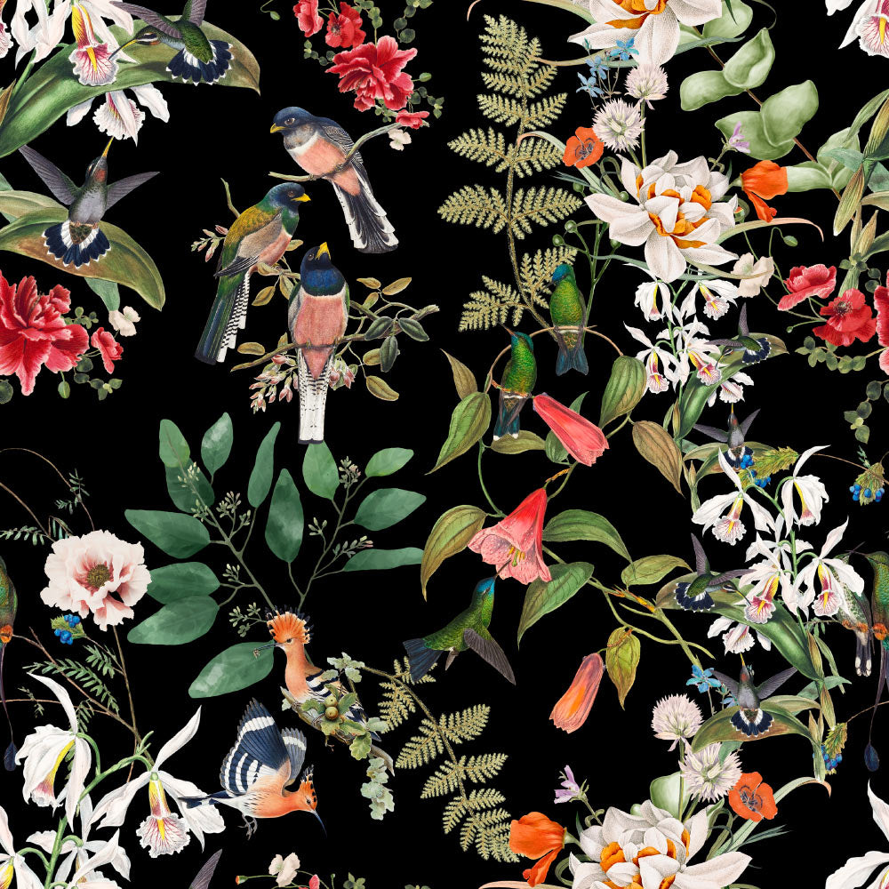 Dark Floral Wallpaper pattern close-up