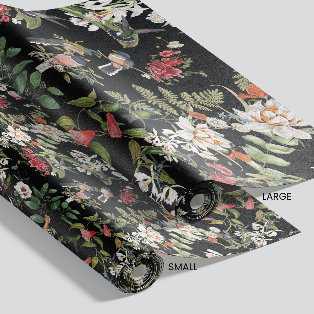 Dark Floral Wallpaper pattern size options