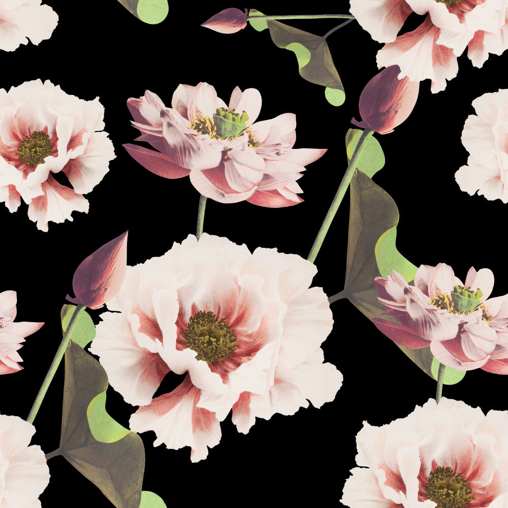 Pink Peony Flower Wallpaper pattern close-up