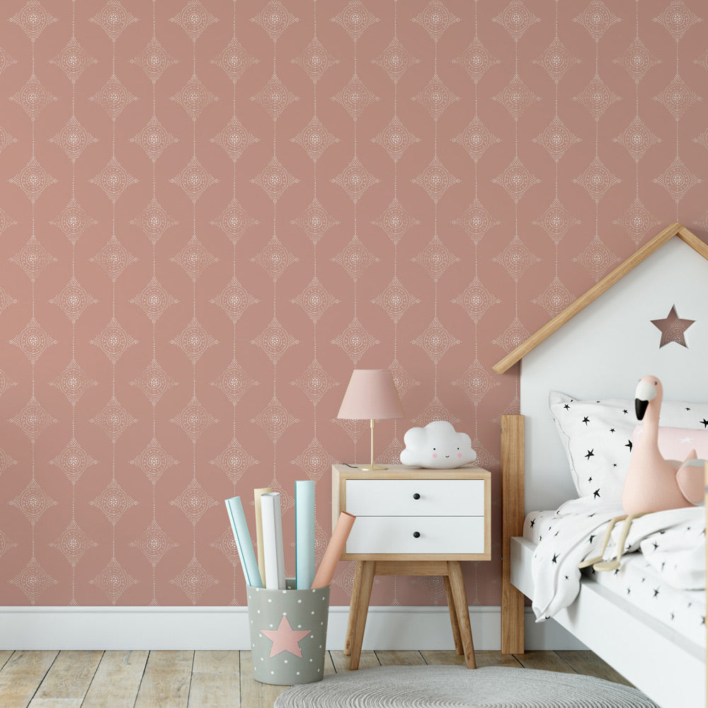 Dreamy Diamonds (Pink) Wallpaper on accent wall