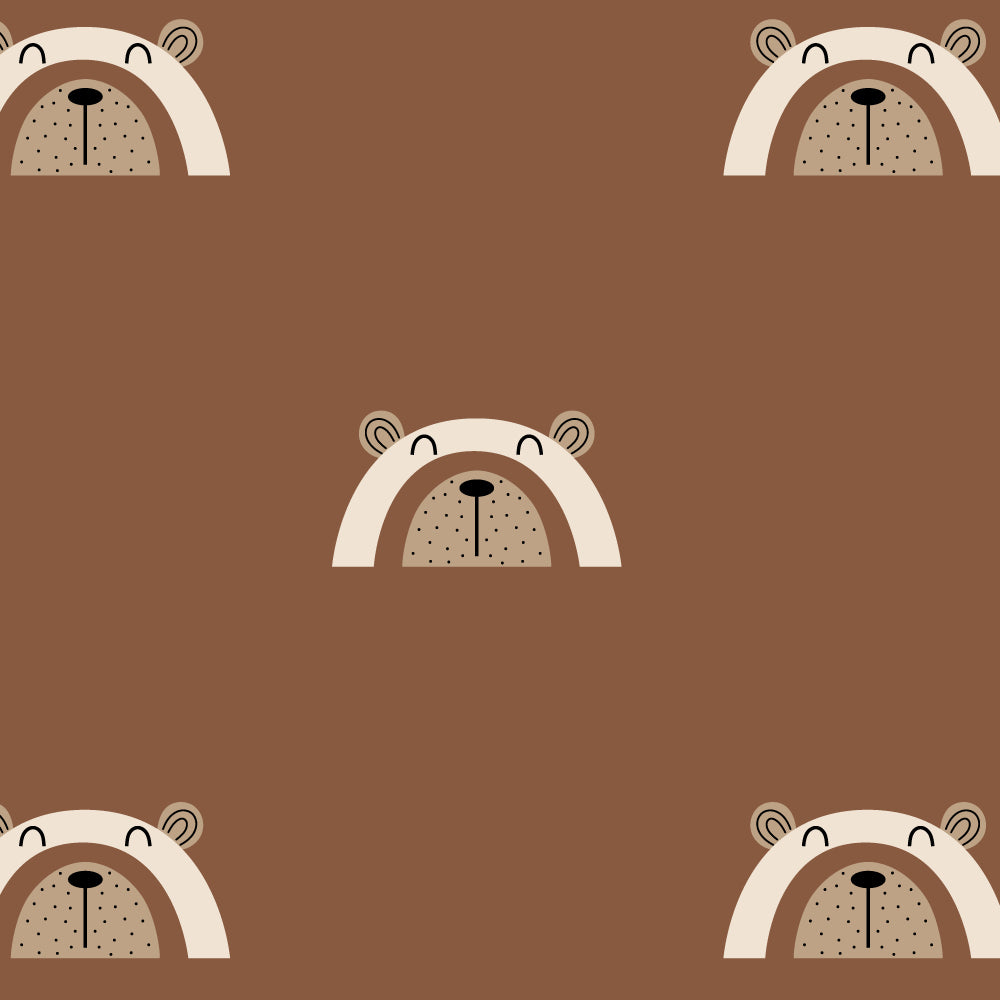 Bear Bows (Brown) Wallpaper pattern close-up