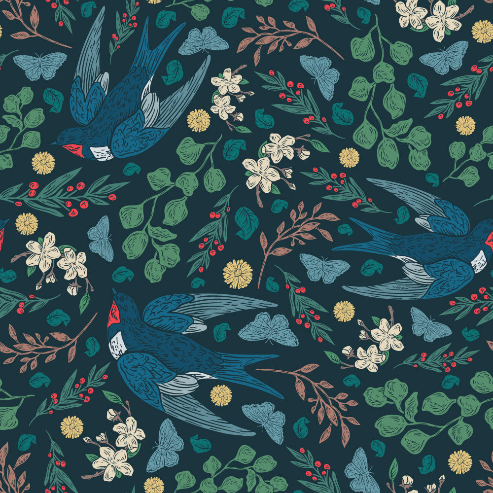 Three of a Kind Wallpaper pattern close-up