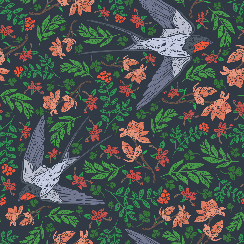 Flora and Feather Wallpaper