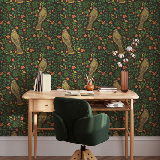 Songbirds Wallpaper on accent wall