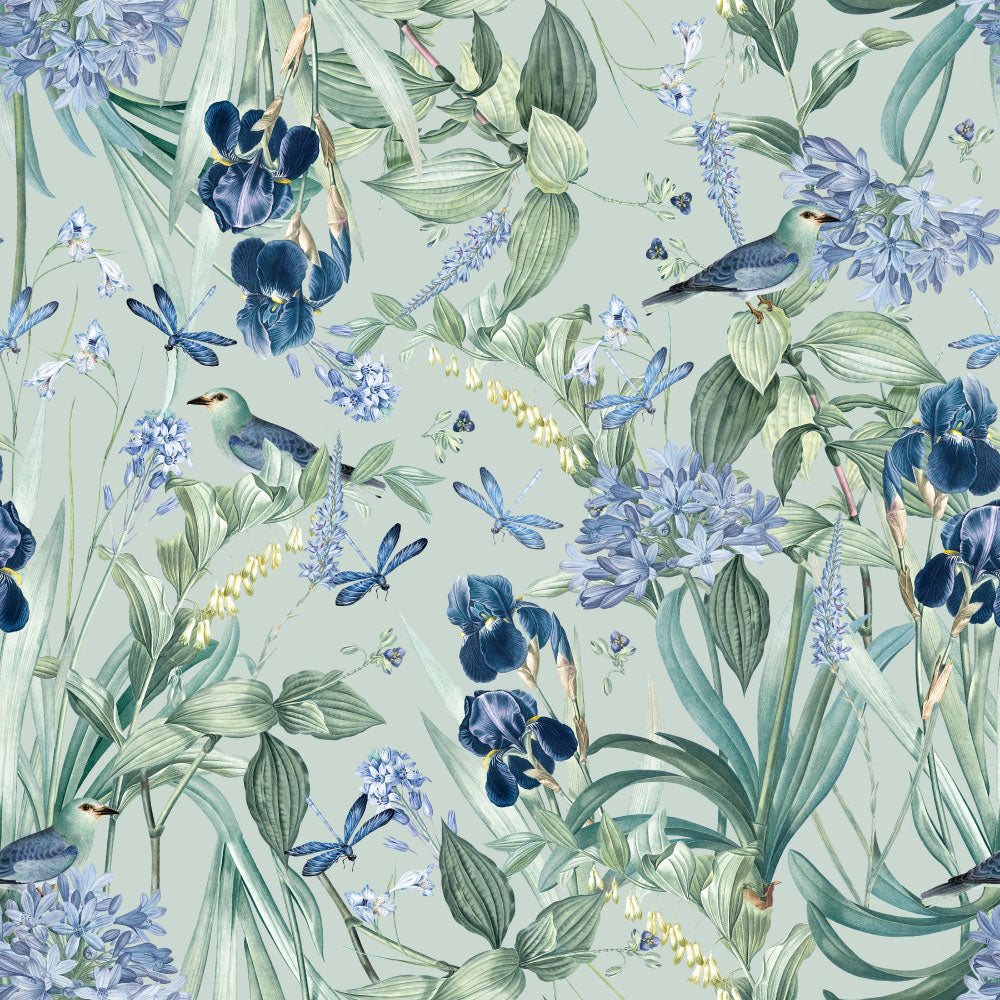 Minty Meadow Wallpaper pattern close-up