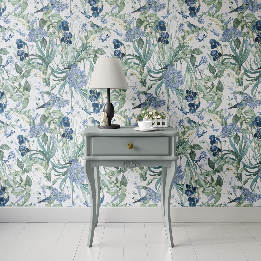 Blue Dream Wallpaper on accent wall
