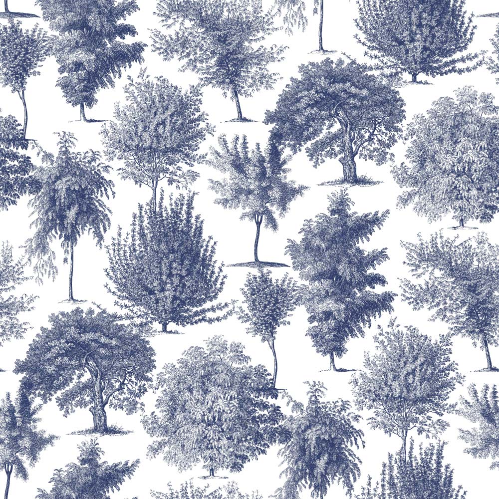 Botanical Blend (Dark Blue) Wallpaper pattern close-up