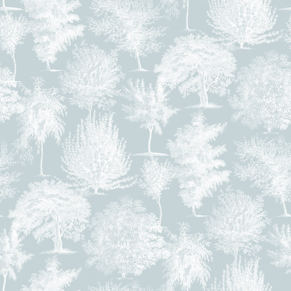 Botanical Blend (Blue & White) Wallpaper pattern close-up