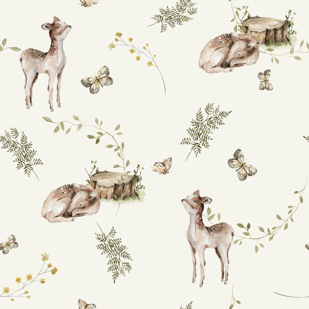 Freckled Fawns (Ivory) Wallpaper pattern close-up