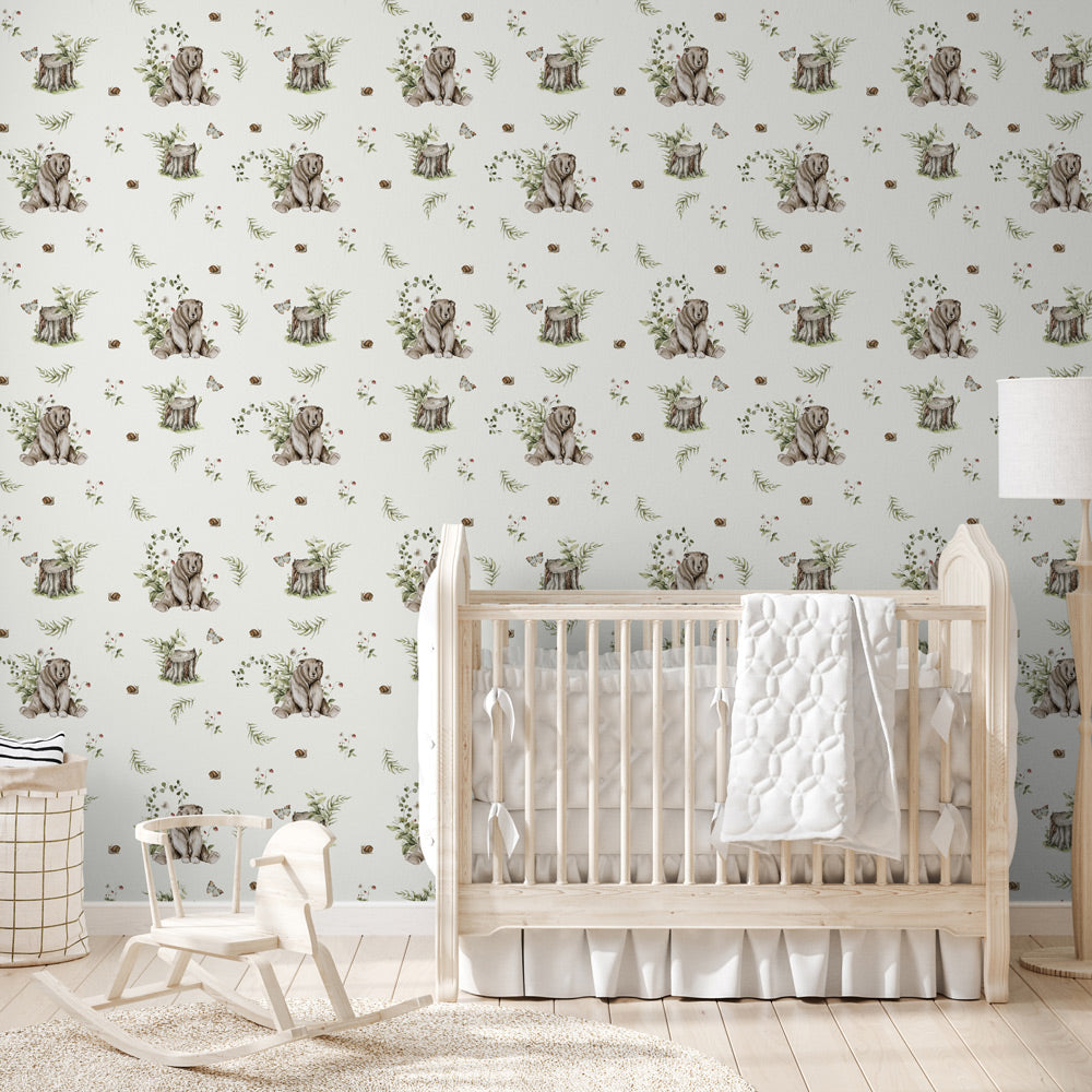 Too Cute To Bear (Ivory) Wallpaper in nursery