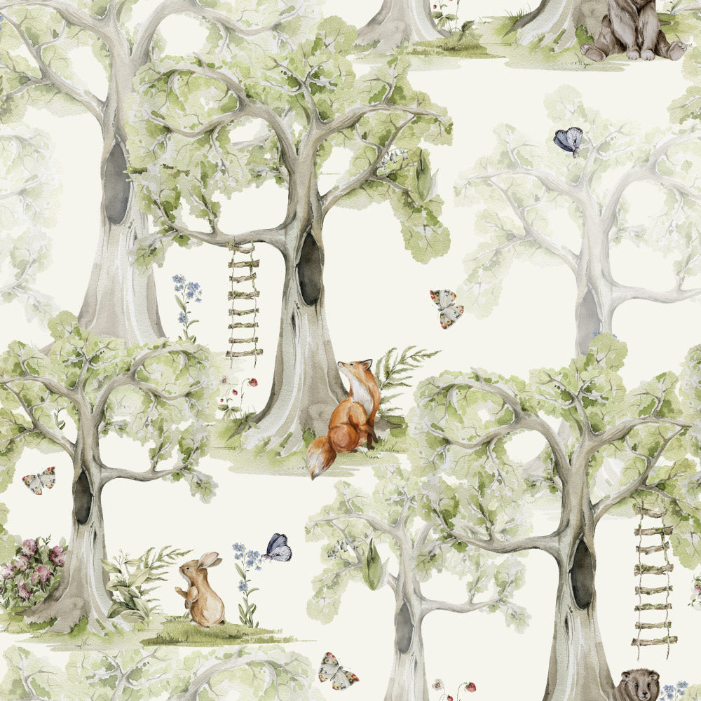 Peaceful Forest (Ivory) Wallpaper pattern close-up