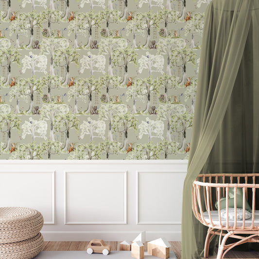 Peaceful Forest (Sage) Wallpaper in nursery