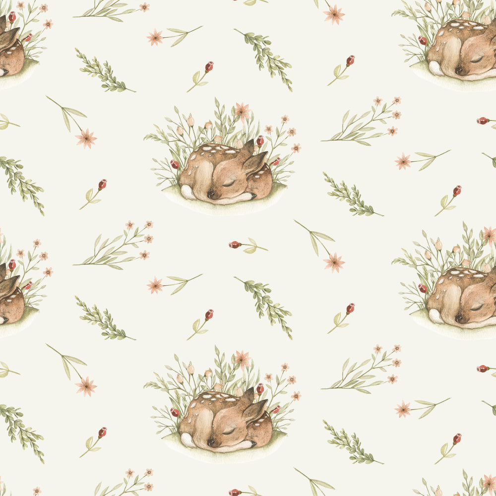 Dreaming Doe (Ivory) Wallpaper pattern close-up