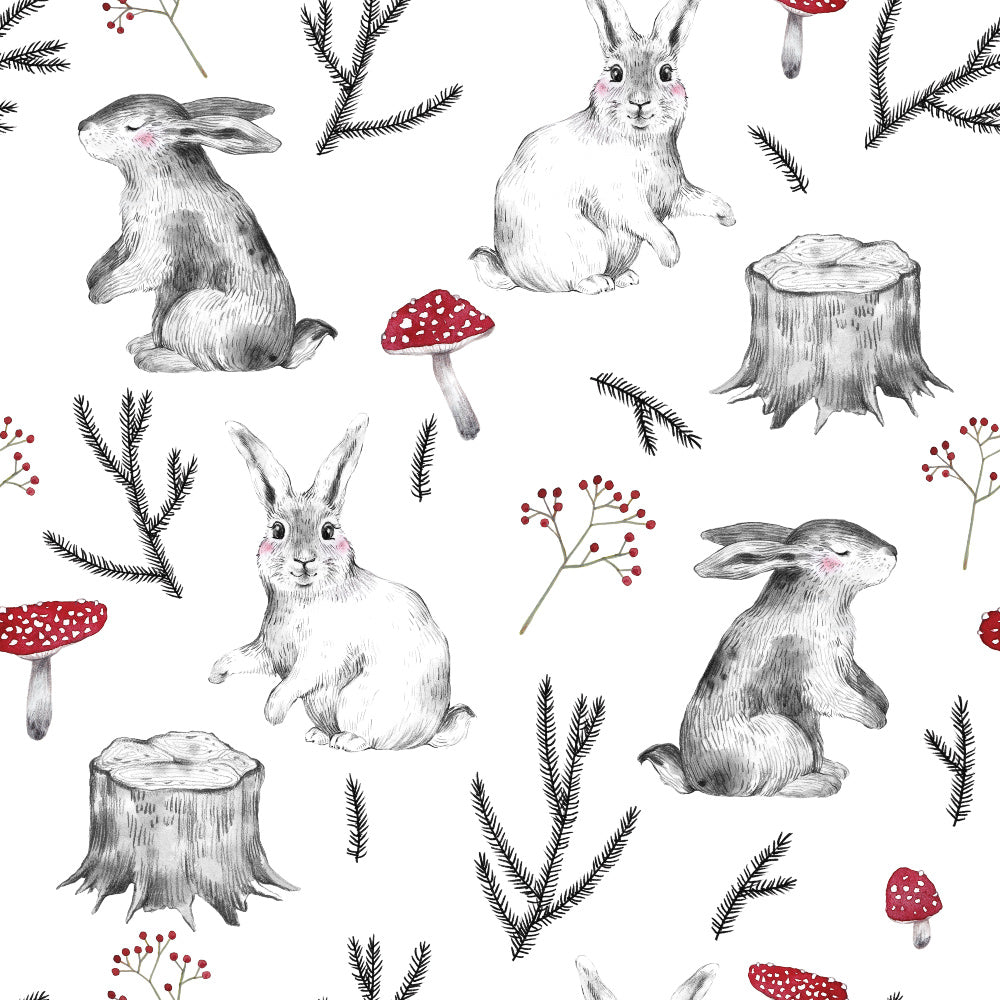 Toad & The Hare (White) Wallpaper pattern close-up