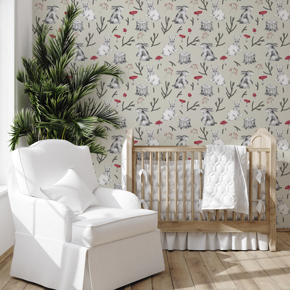 Toad & The Hare (Beige) wallpaper in nursery