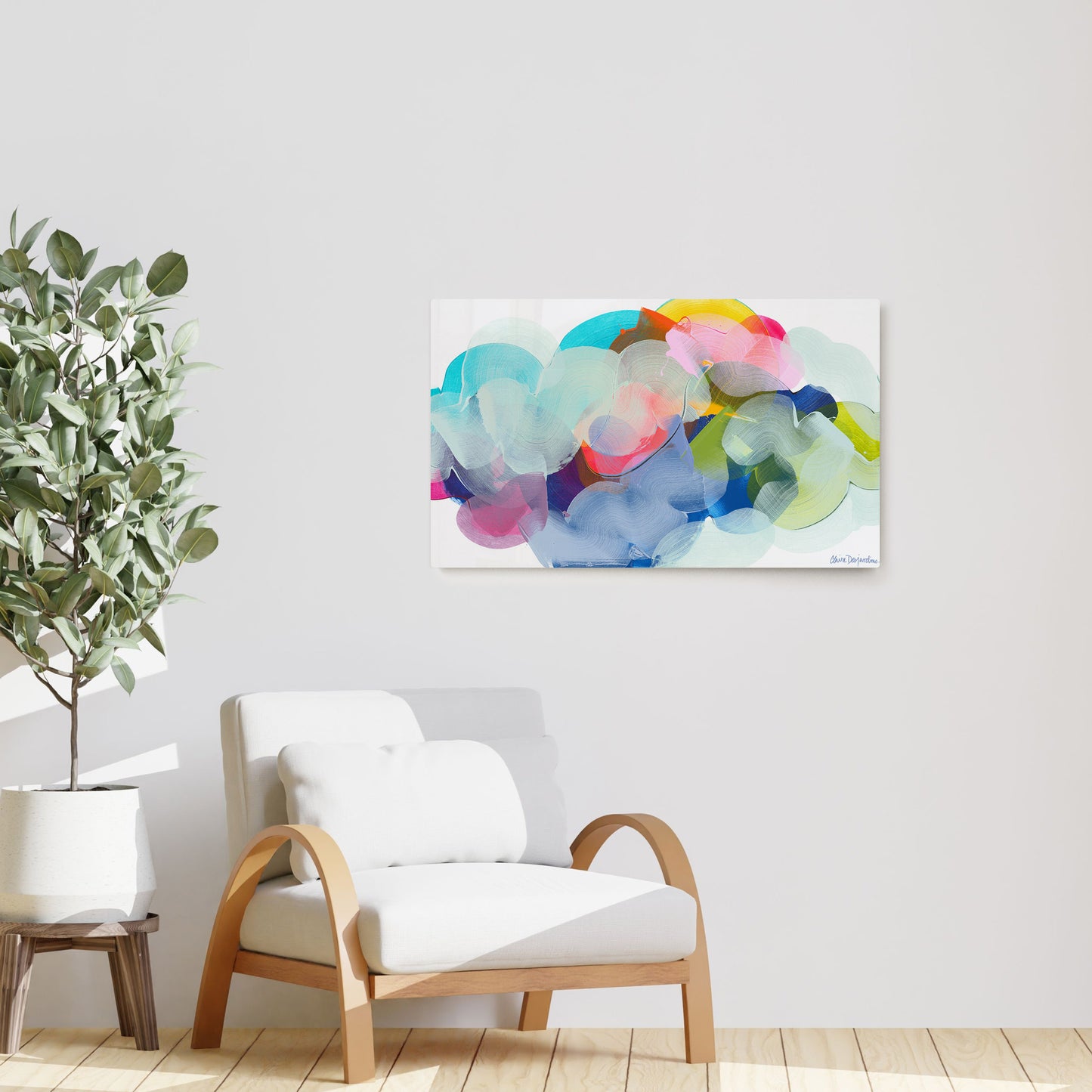 Claire Desjardins' Sea Glass painting reproduced on HD metal print and displayed on wall