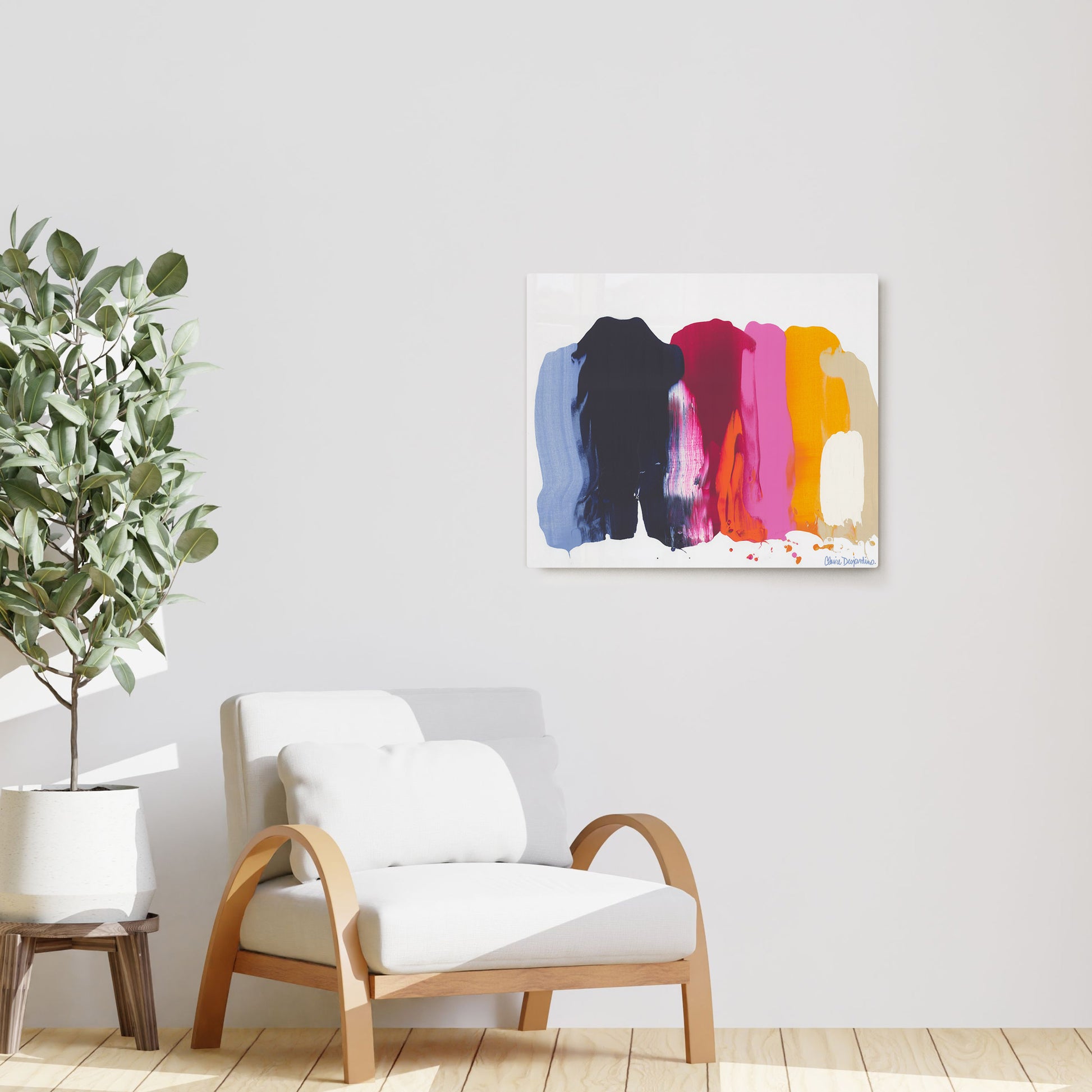 Claire Desjardins' Love 02 painting reproduced on HD metal print and displayed on wall