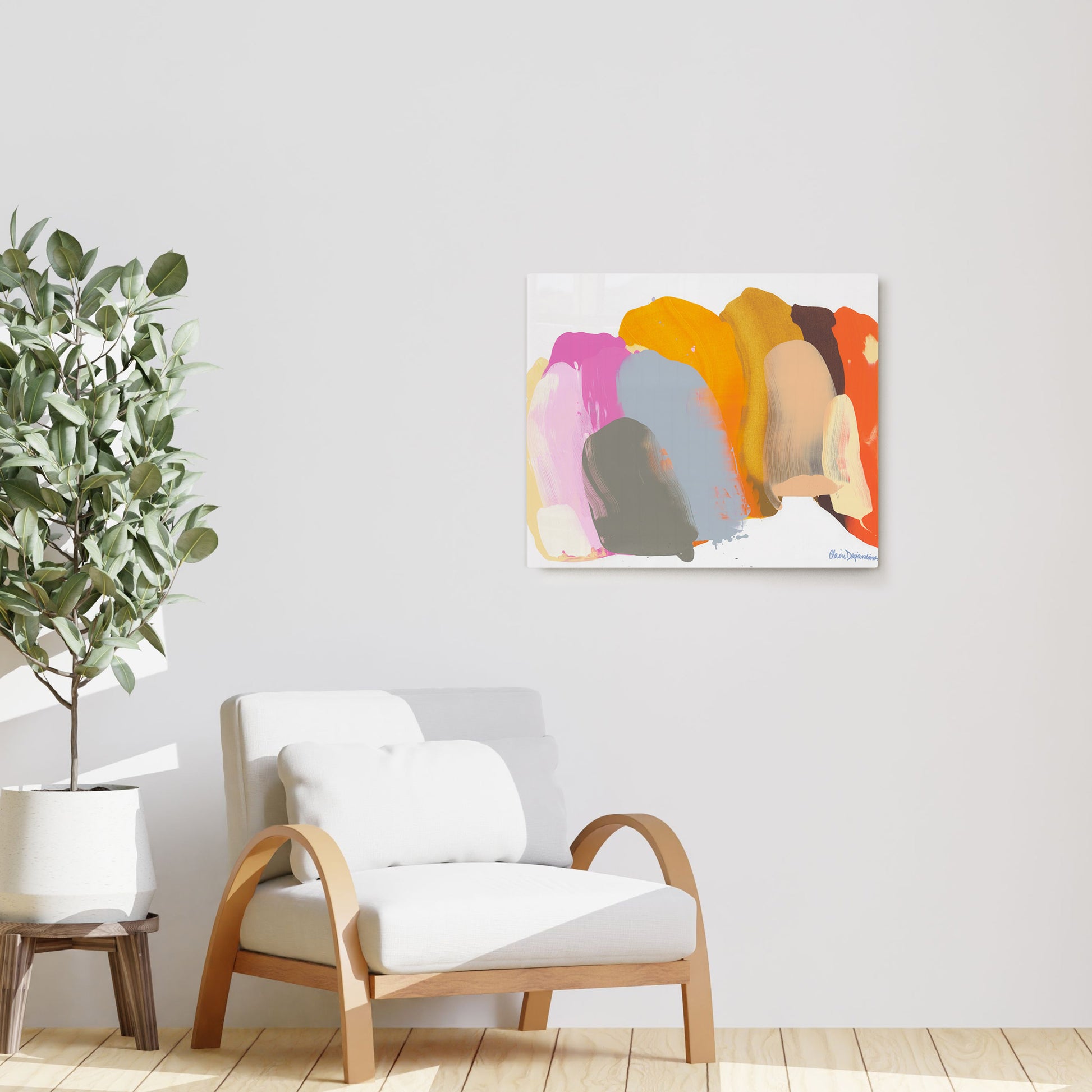 Claire Desjardins'Love 01 painting reproduced on HD metal print and displayed on wall