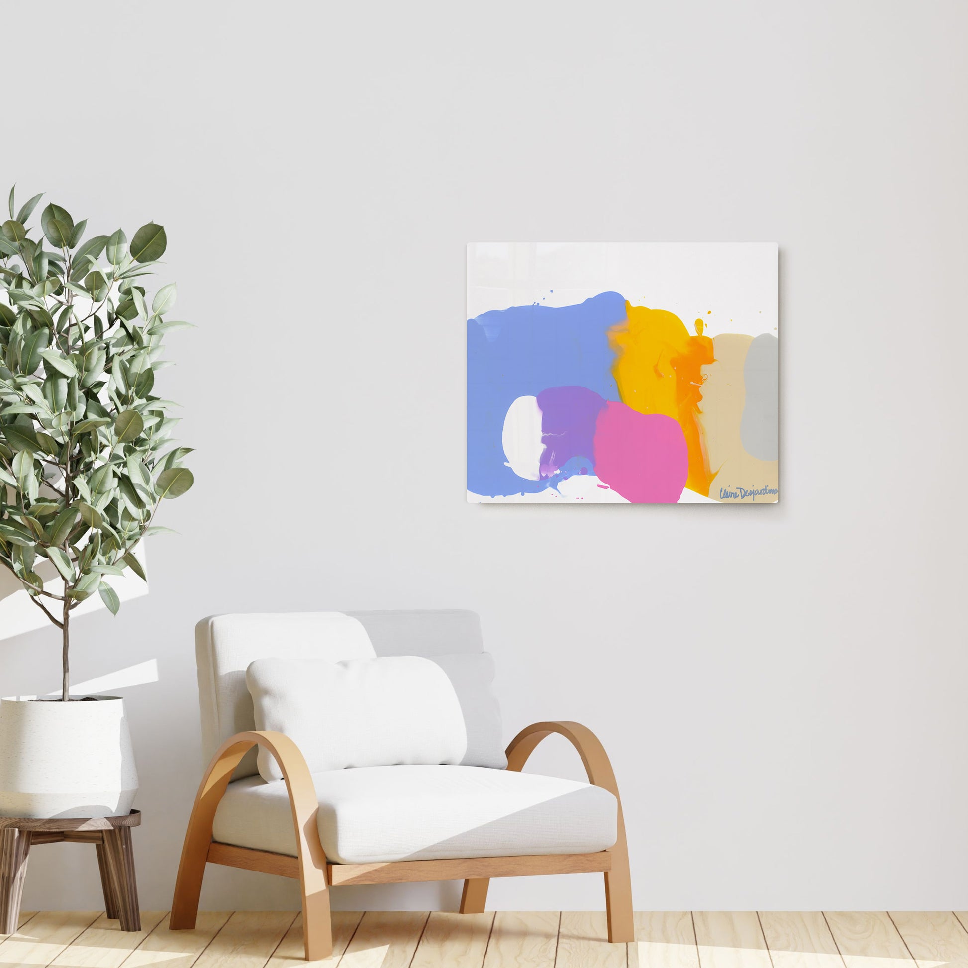 Claire Desjardins' Love 12 painting reproduced on HD metal print and displayed on wall