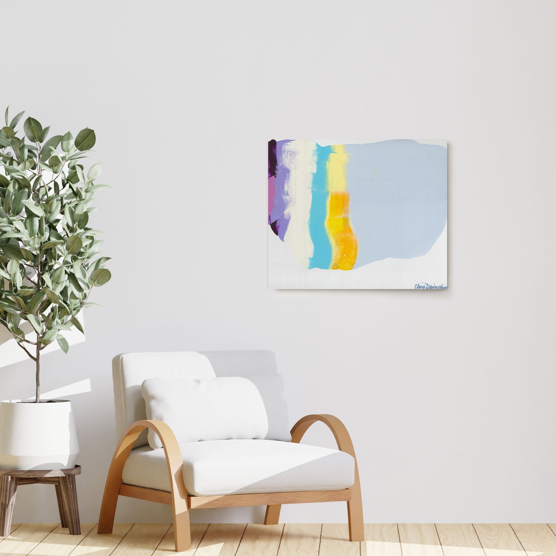 Claire Desjardins' Love 18 painting reproduced on HD metal print and displayed on wall