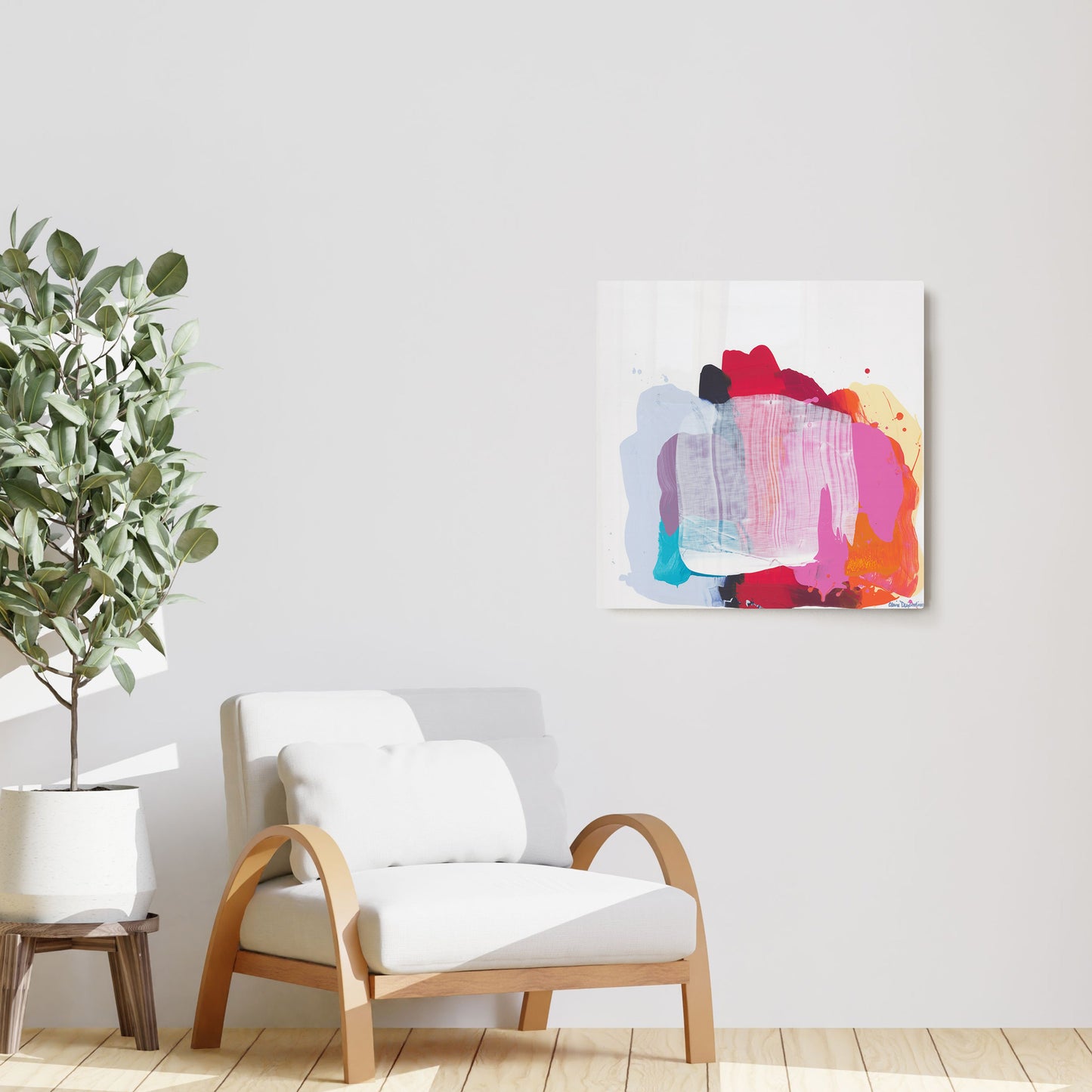 Claire Desjardins' Love 11 painting reproduced on HD metal print and displayed on wall