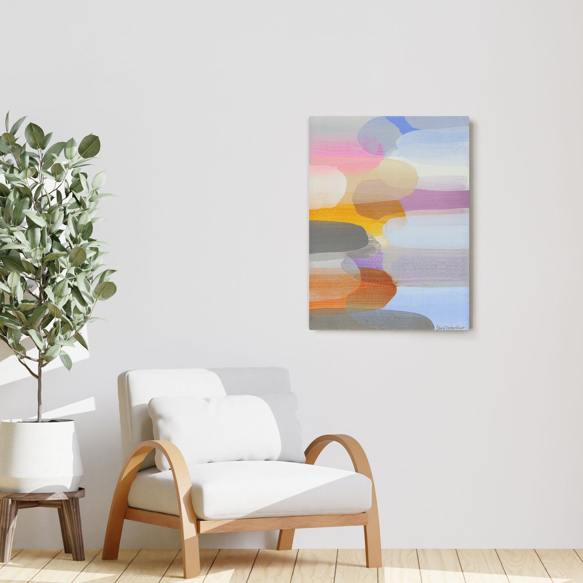 Claire Desjardins' When the Sun Sets painting reproduced on HD metal print and displayed on wall