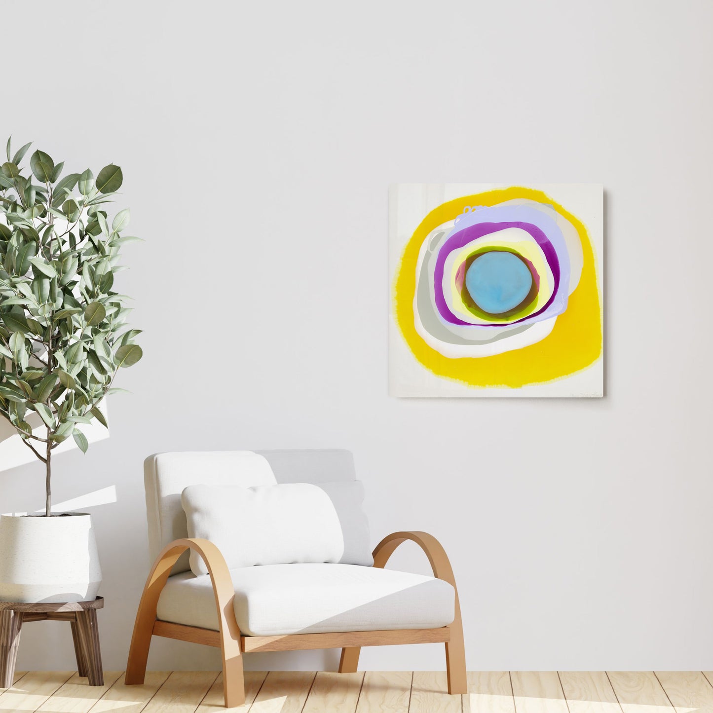 Claire Desjardins' Tranquil painting reproduced on HD metal print and displayed on wall