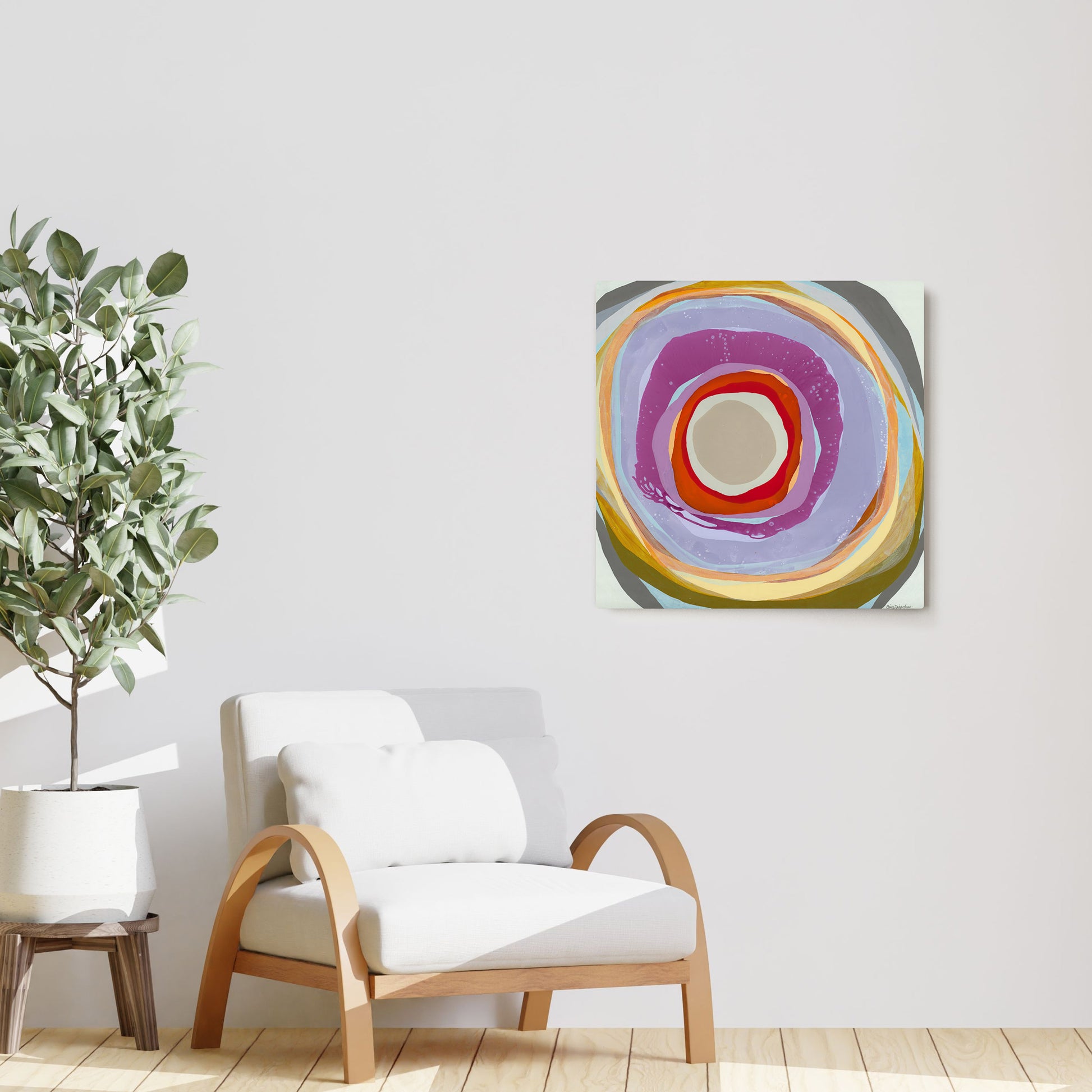 Claire Desjardins' On A Whim painting reproduced on HD metal print and displayed on wall