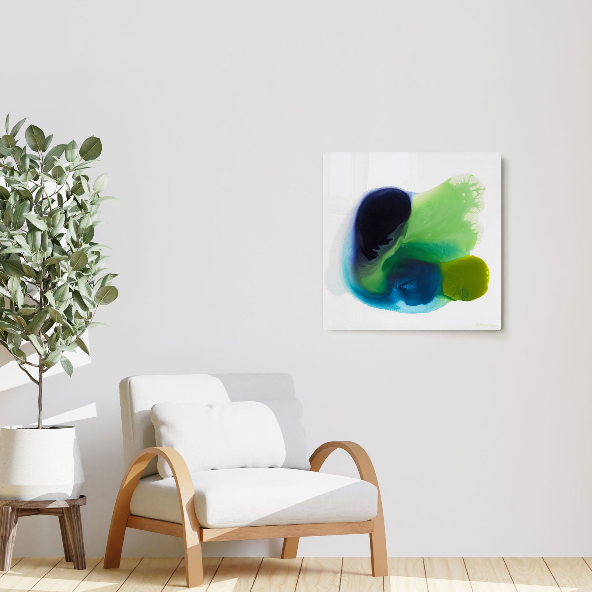 Claire Desjardins' Springtime painting reproduced on HD metal print and displayed on wall
