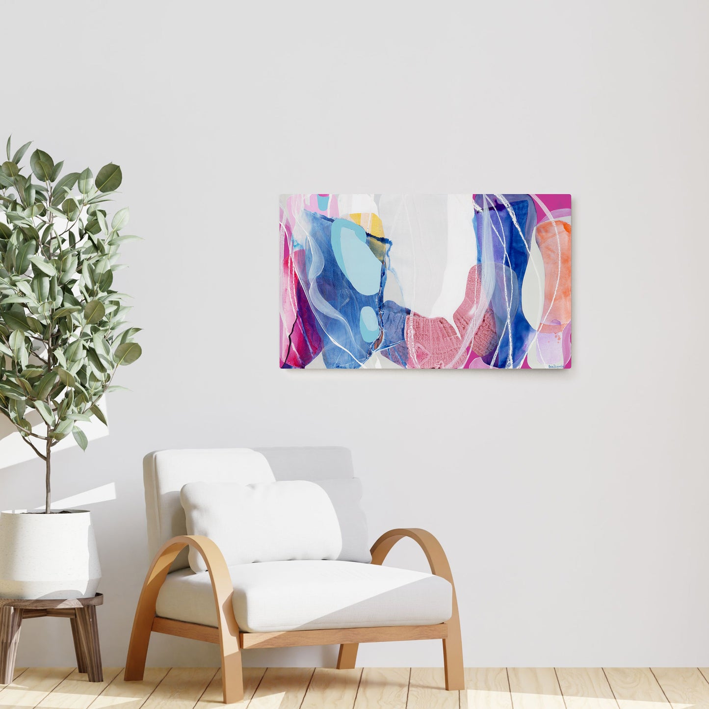 Claire Desjardins' Breathe Slowly painting reproduced on HD metal print and displayed on wall