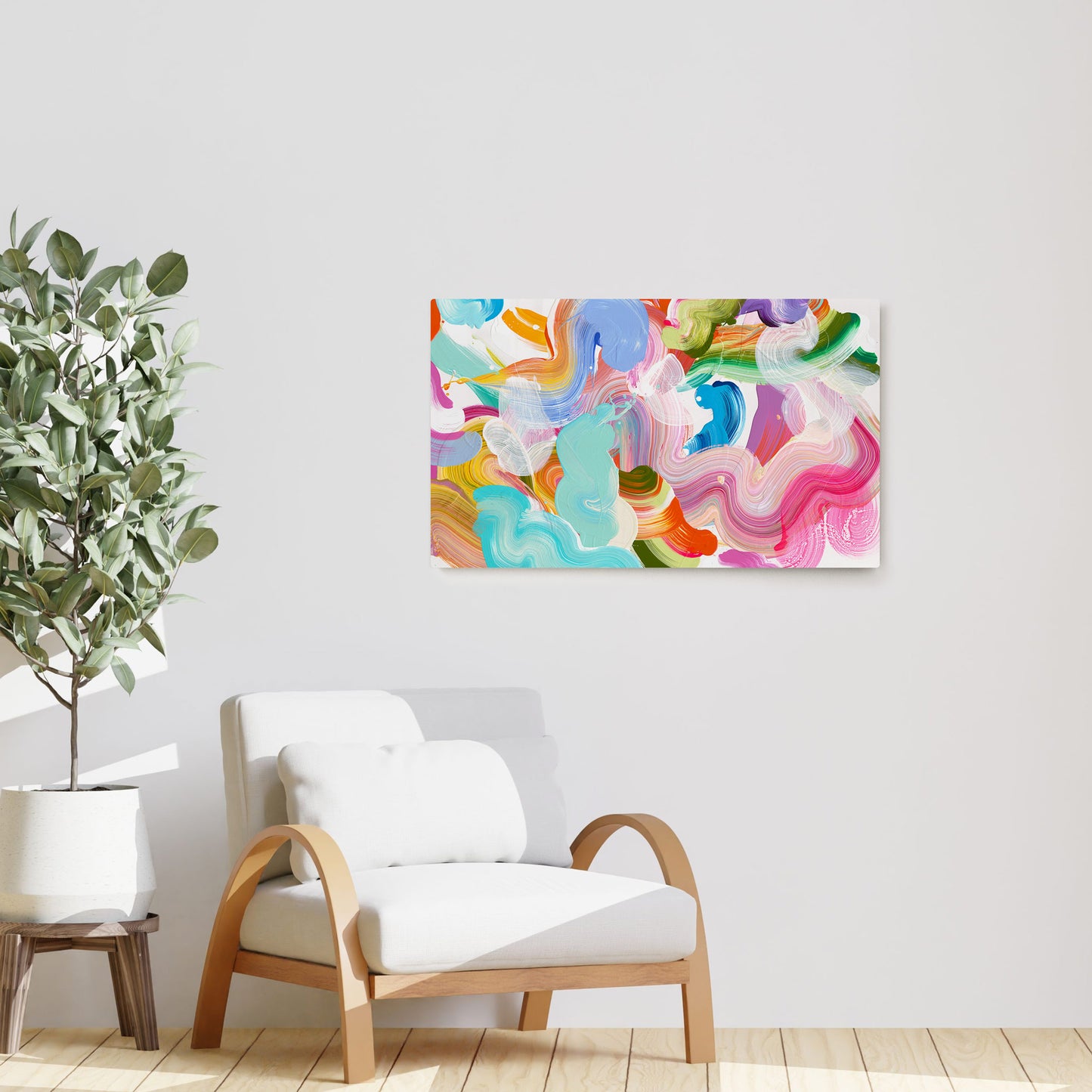 Claire Desjardins' My Wildest Dreams painting reproduced on HD metal print and displayed on wall