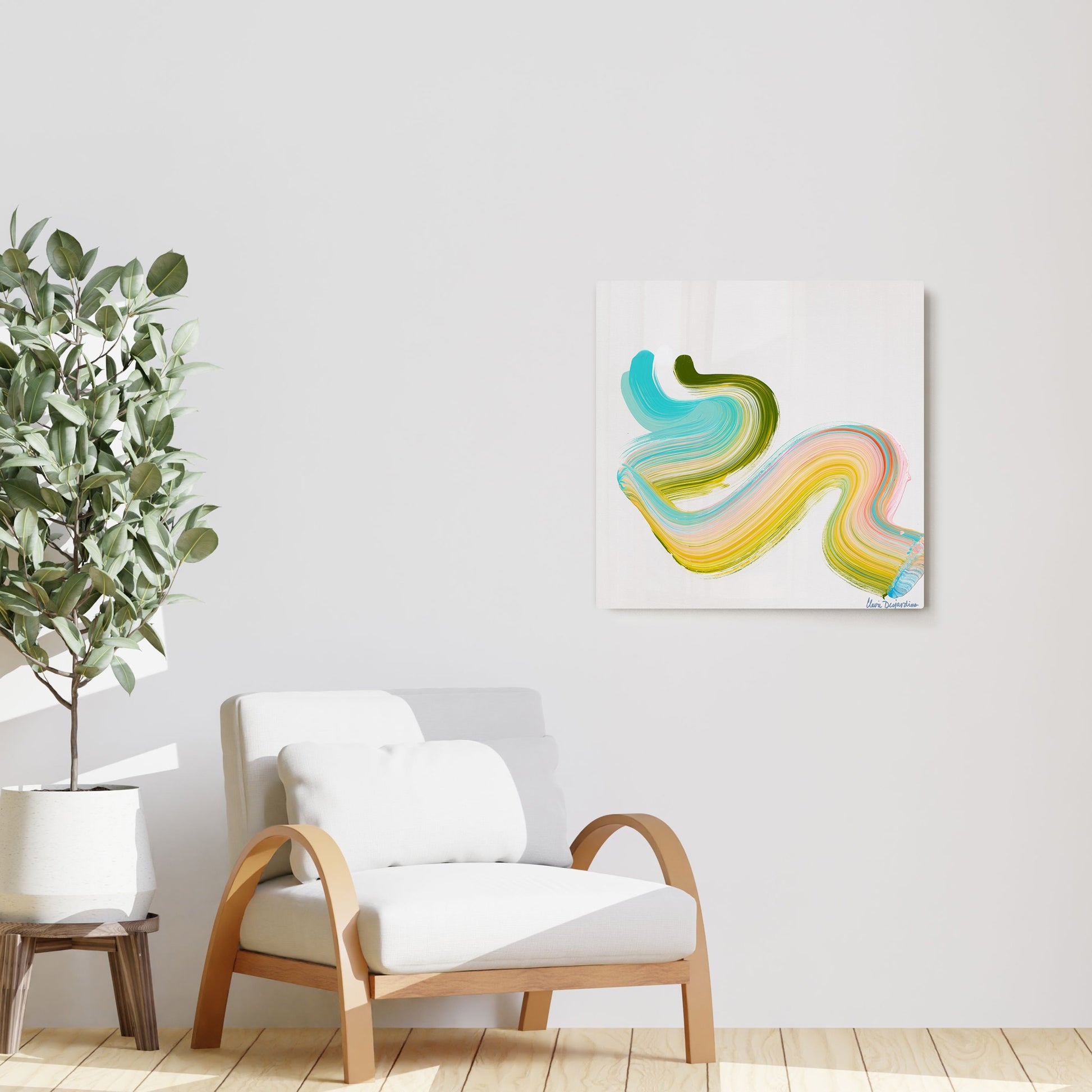 Claire Desjardins' Bliss and Freedom painting reproduced on HD metal print and displayed on wall