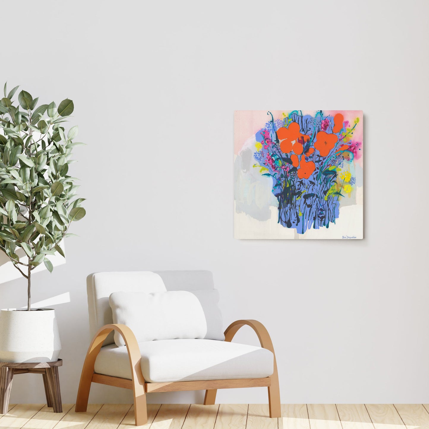 Claire Desjardins' Bunch of Blooms painting reproduced on HD metal print and displayed on wall