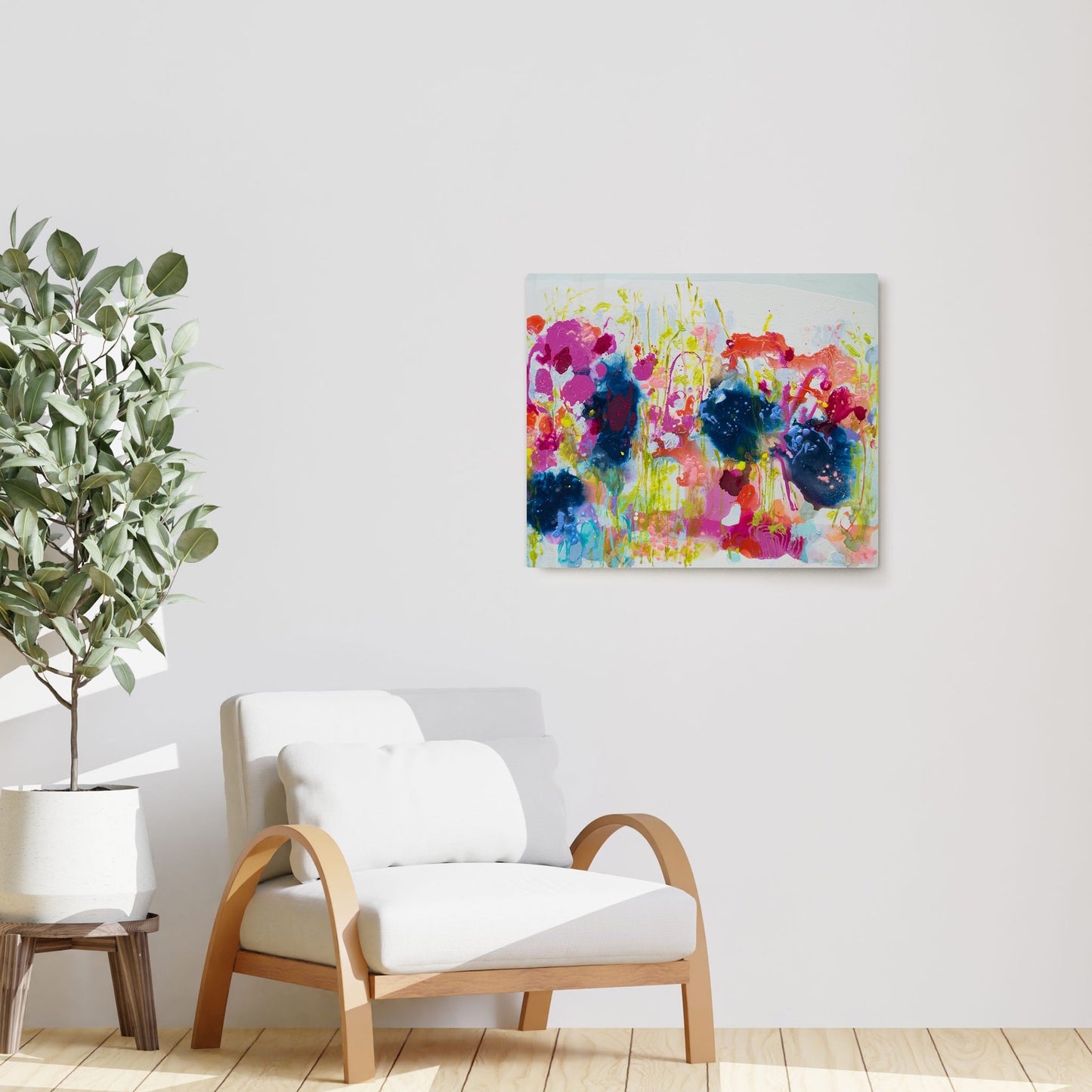 Claire Desjardins' July Heat painting reproduced on HD metal print and displayed on wall