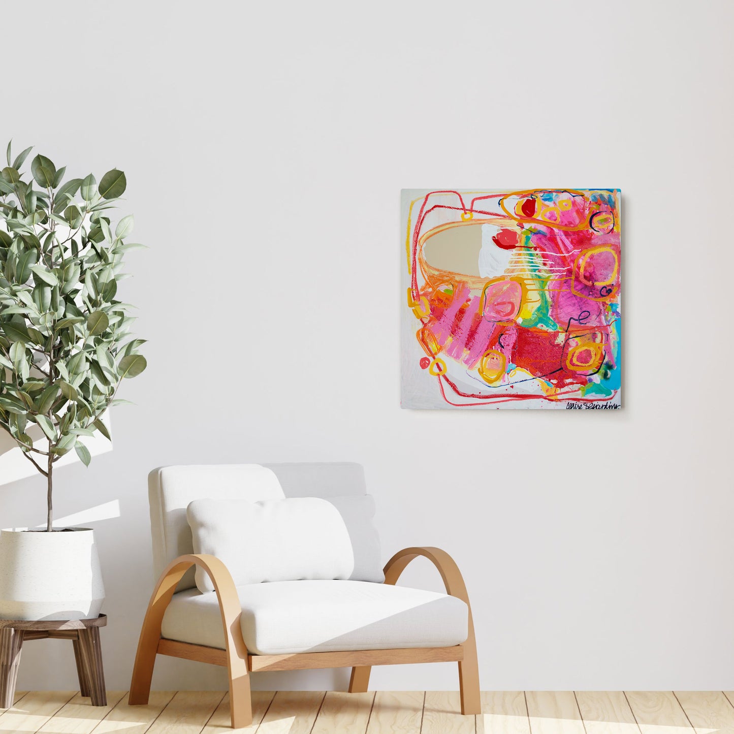  Claire Desjardins' Persuasion painting reproduced on HD metal print and displayed on wall