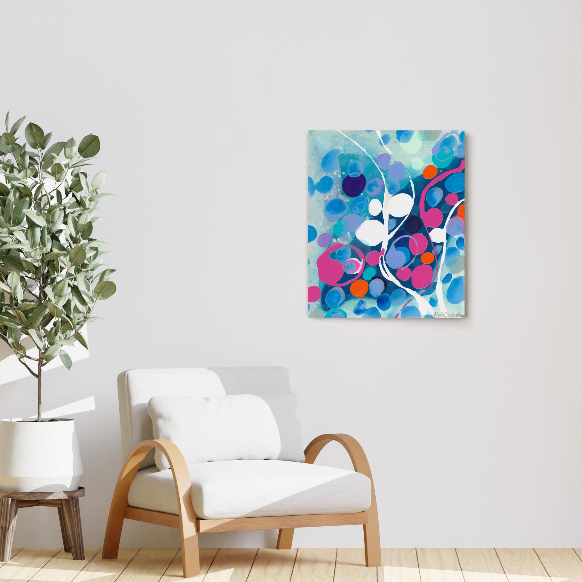 Claire Desjardins' All Connected painting reproduced on HD metal print and displayed on wall