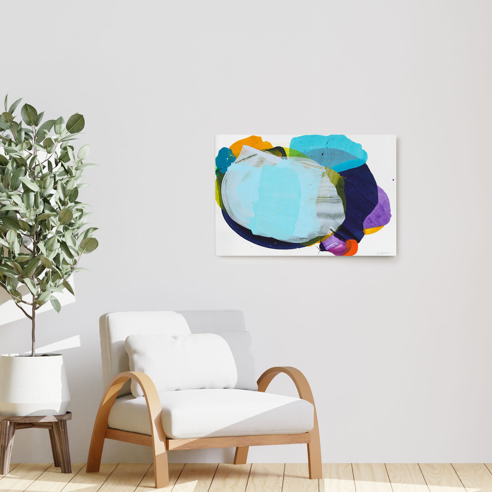 Claire Desjardins' California 10 painting reproduced on HD metal print and displayed on wall