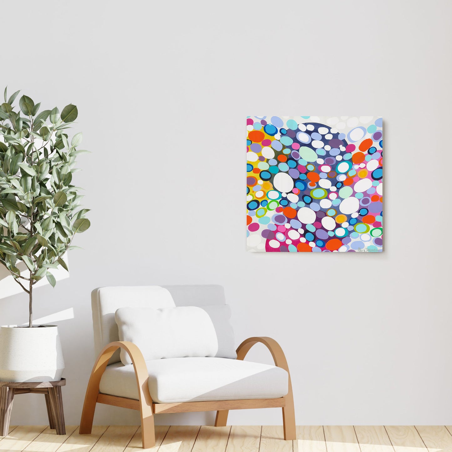 Claire Desjardins' Delirium painting reproduced on HD metal print and displayed on wall