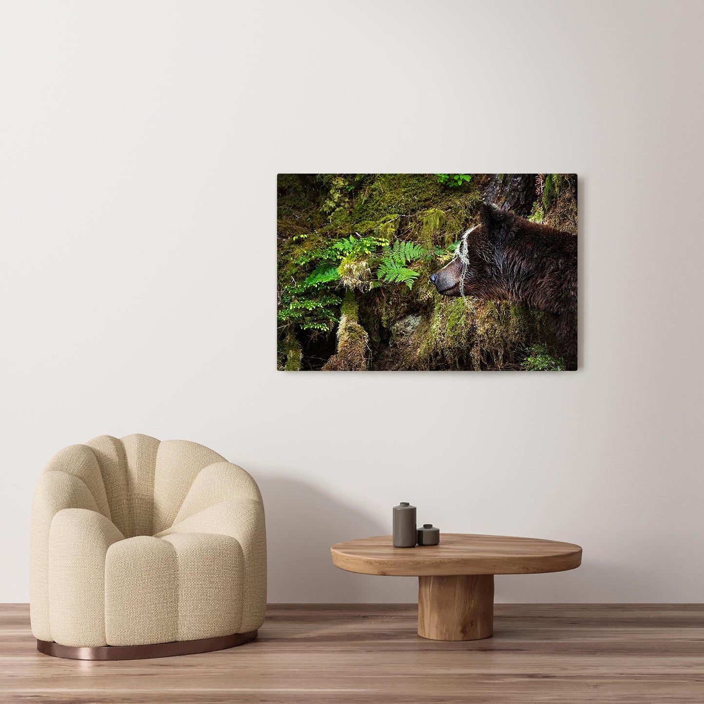 Michelle Valberg's Mighty Grizzly 2 photography reproduced on HD metal print and displayed on wall