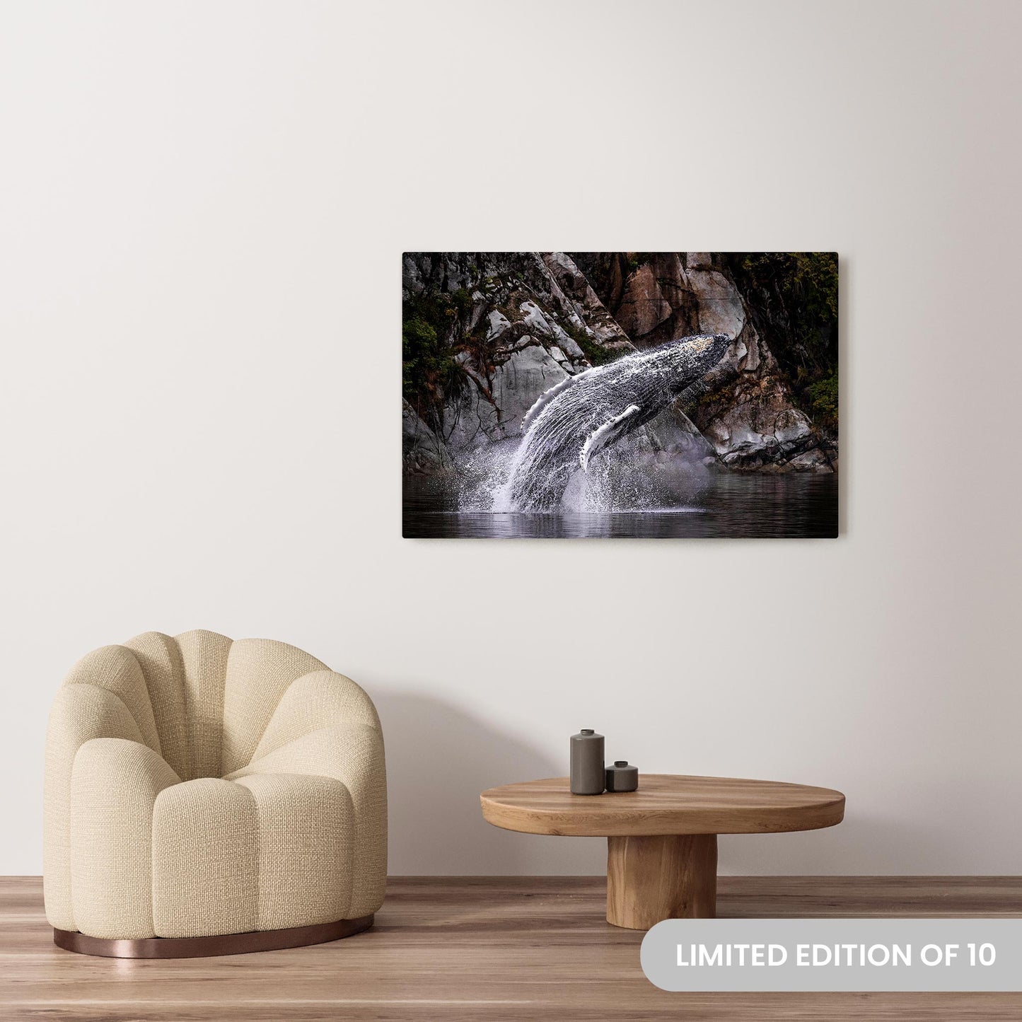 Michelle Valberg's Humpback Whale in Wide Waters photography reproduced on a 32x48 HD metal print