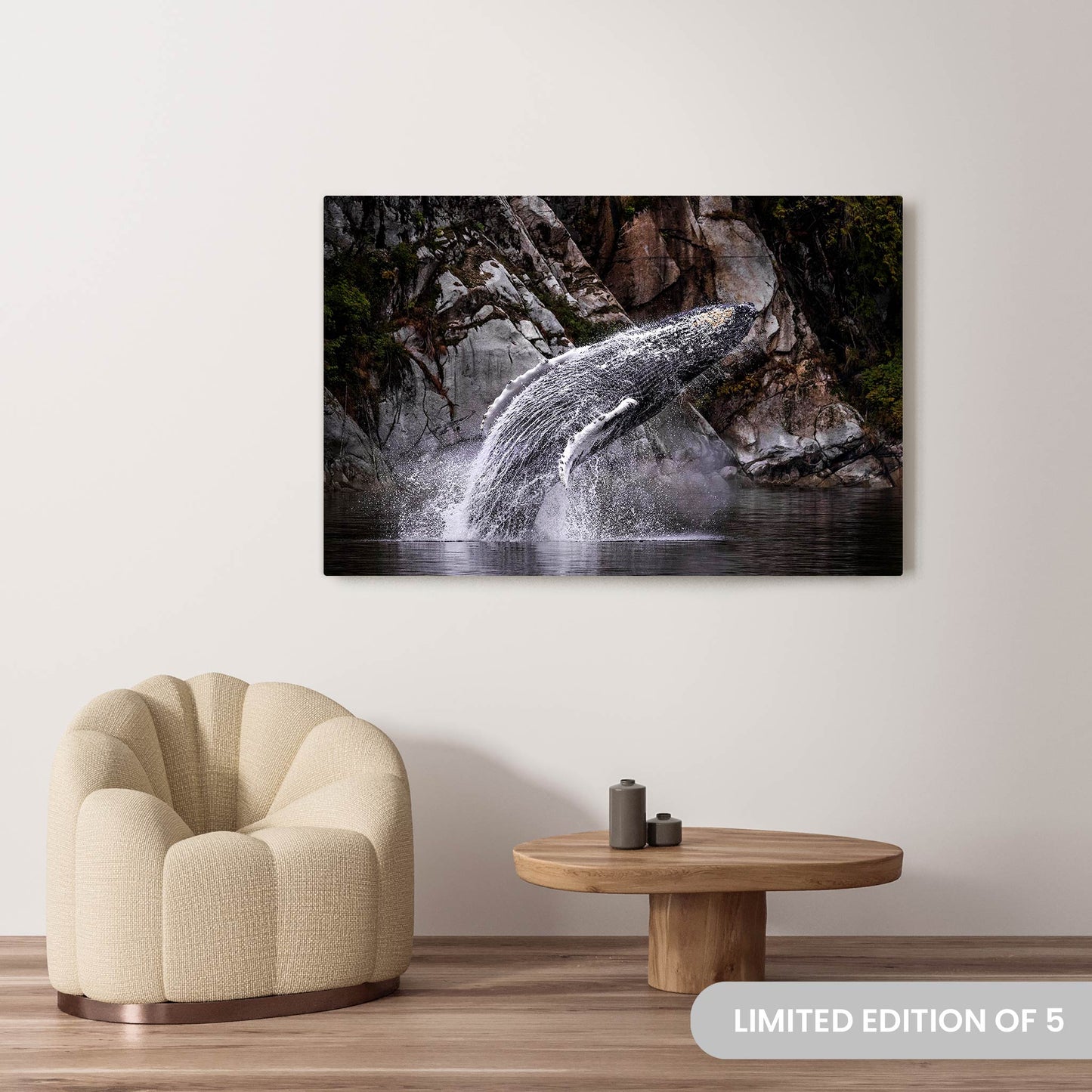 Michelle Valberg's Humpback Whale in Wide Waters photography reproduced on a 40x60 HD metal print